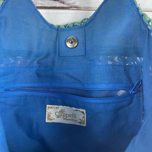 Cappelli Straworld Women's Handbag Tote Beaded Multicolored Wooden Button - Picture 9 of 11